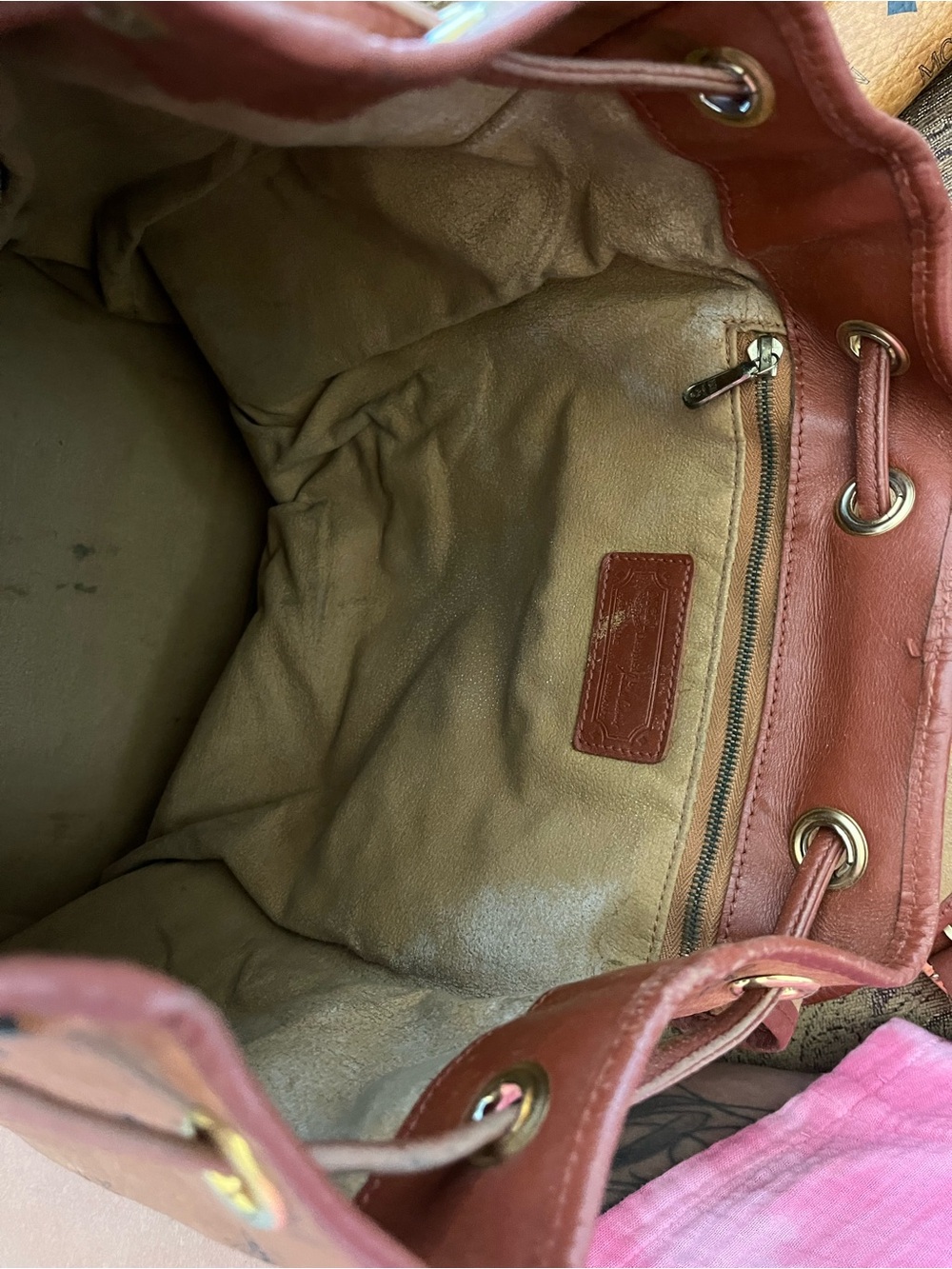 Vintage MCM Cognac Visetos Monogram backpack and wallet set - Picture 4 of 11